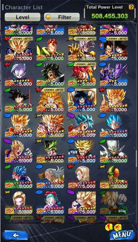 DR926-Good Account-508 Millions Power+31 Legends+Vip Equipment+Super Vegeta Full Star+Sparking+Zenkai Good star+Team GT