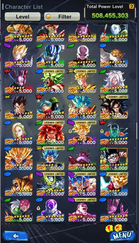 DR926-Good Account-508 Millions Power+31 Legends+Vip Equipment+Super Vegeta Full Star+Sparking+Zenkai Good star+Team GT