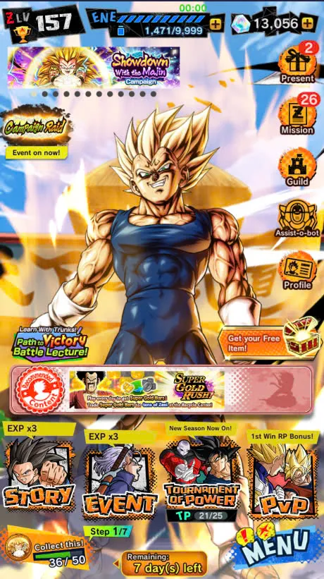 DR933-Android Only-New UL Majin Vegeta Full Red Star+13.000 Chrono Crytal+Good Equipment+Some Sparking Full Red Star