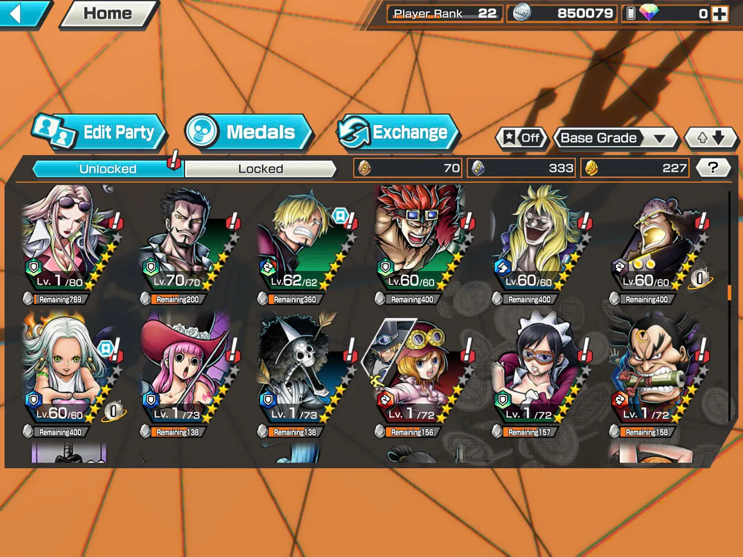 BR350-IOS+Android-4 Ex(Yamato Ace+Snake+Black Beard+Shank V3)+Good Medal+Support 132%+Sanji+King+Robin+Young Ray+Karasu+Donflamingo