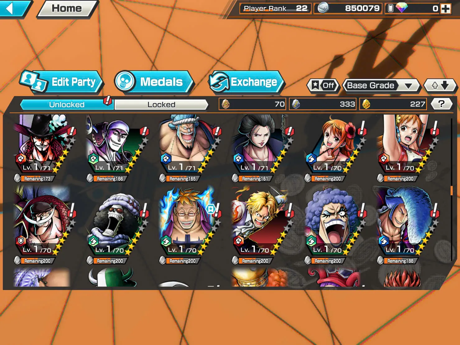 BR350-IOS+Android-4 Ex(Yamato Ace+Snake+Black Beard+Shank V3)+Good Medal+Support 132%+Sanji+King+Robin+Young Ray+Karasu+Donflamingo