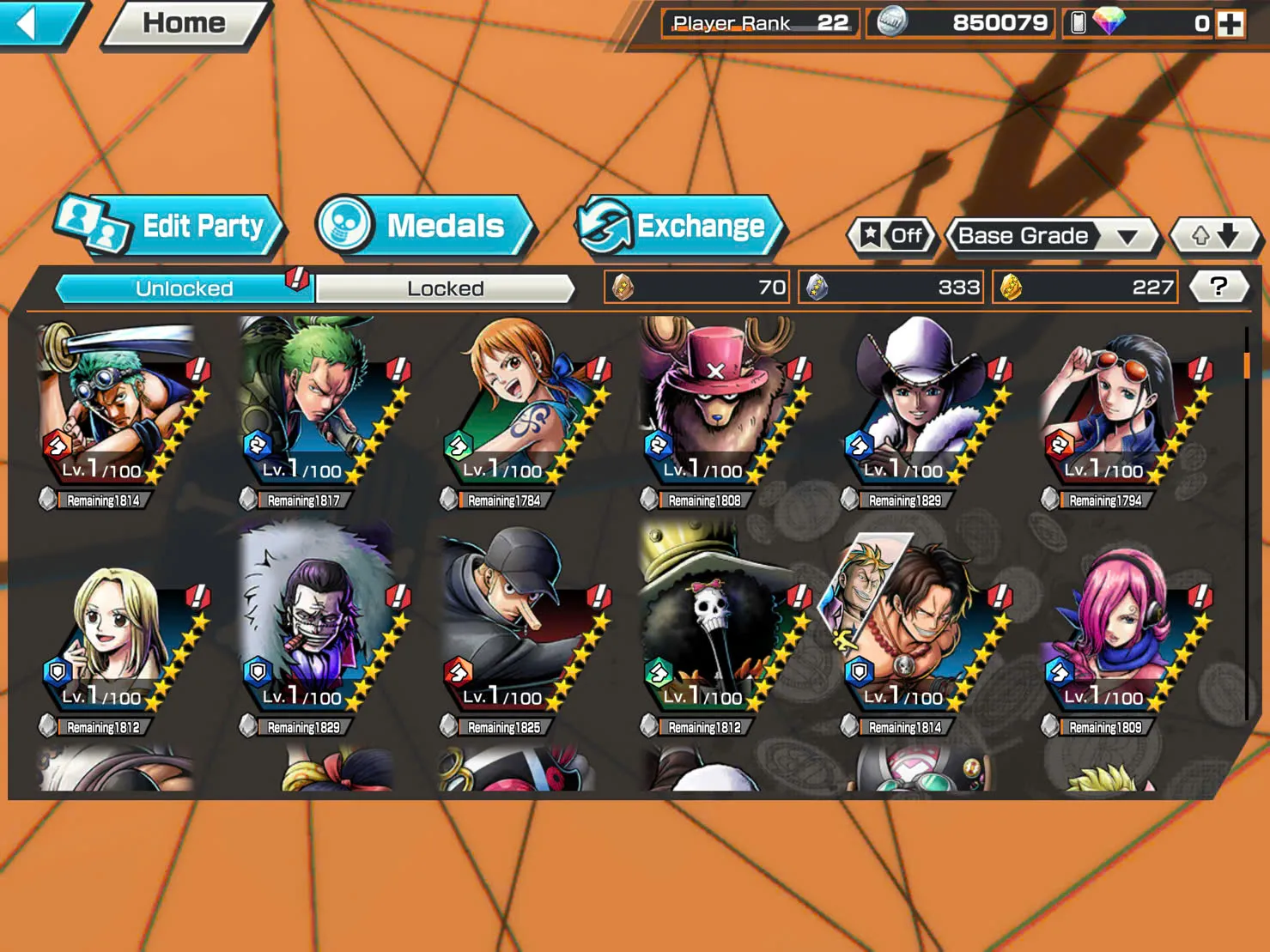 BR350-IOS+Android-4 Ex(Yamato Ace+Snake+Black Beard+Shank V3)+Good Medal+Support 132%+Sanji+King+Robin+Young Ray+Karasu+Donflamingo