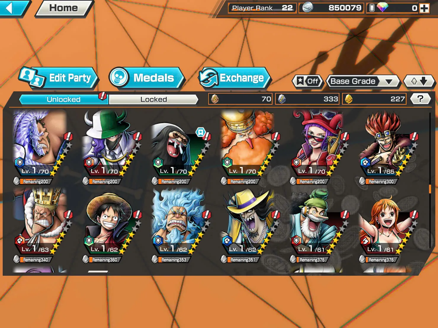 BR350-IOS+Android-4 Ex(Yamato Ace+Snake+Black Beard+Shank V3)+Good Medal+Support 132%+Sanji+King+Robin+Young Ray+Karasu+Donflamingo