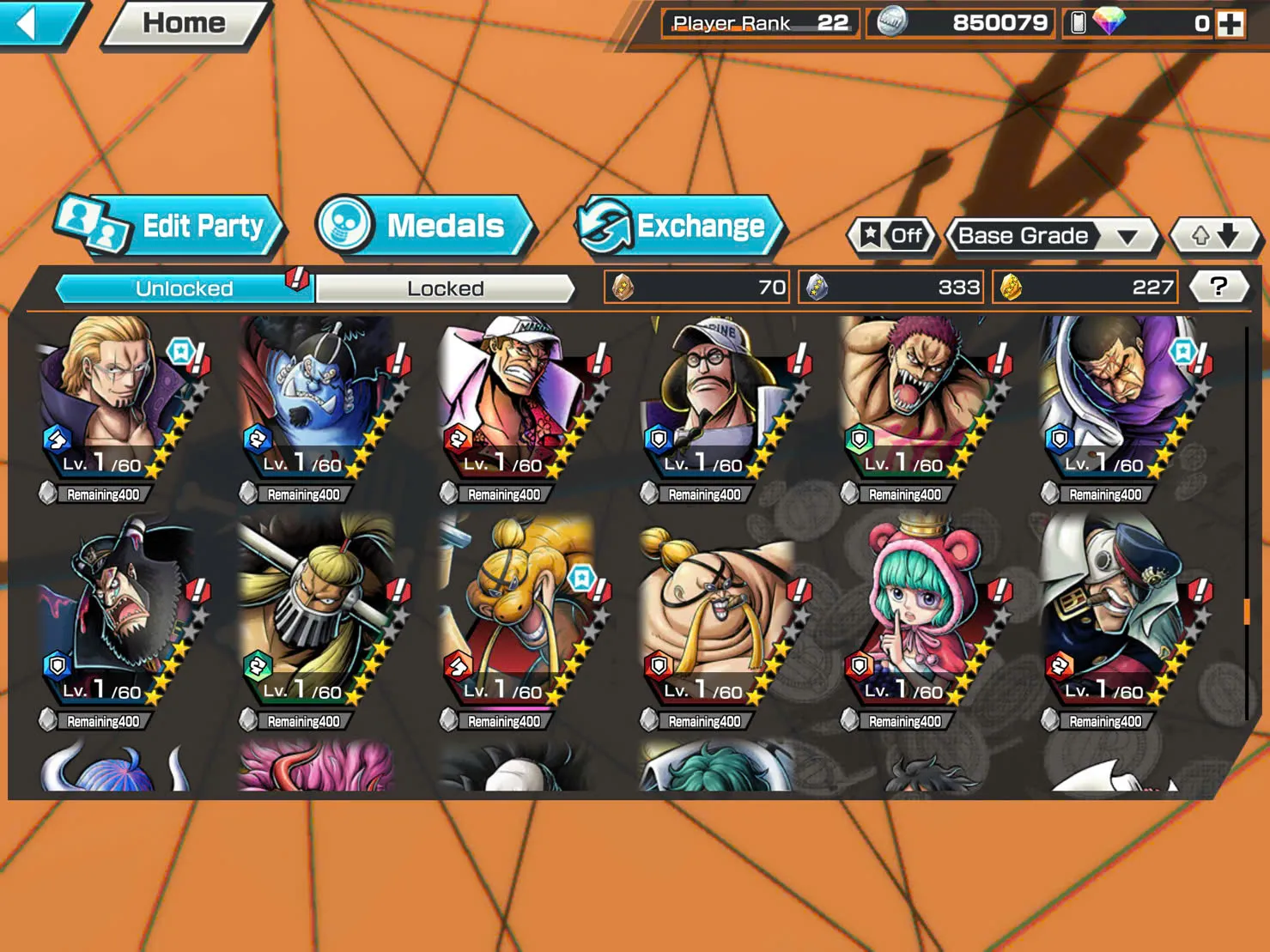 BR350-IOS+Android-4 Ex(Yamato Ace+Snake+Black Beard+Shank V3)+Good Medal+Support 132%+Sanji+King+Robin+Young Ray+Karasu+Donflamingo