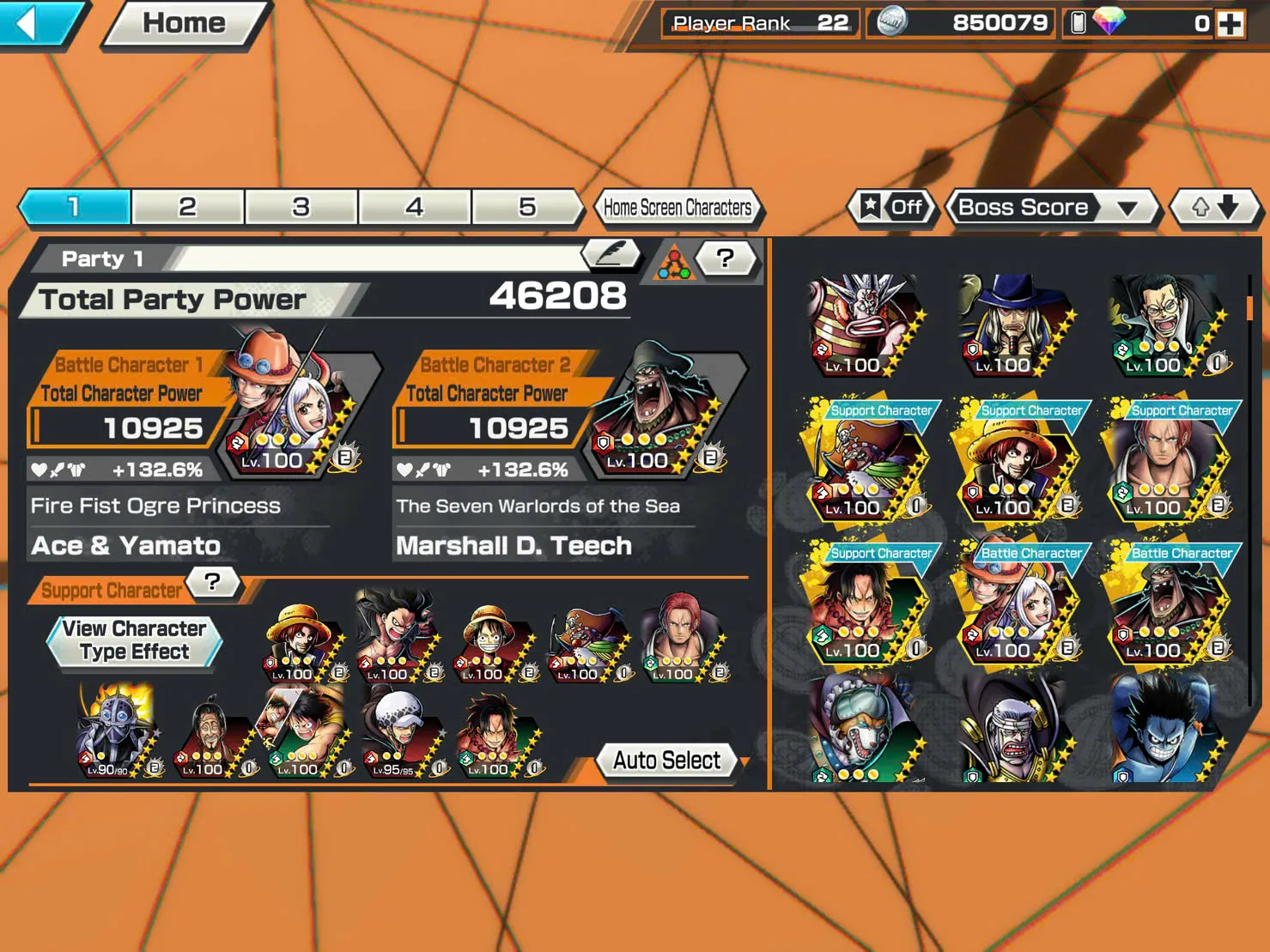 BR350-IOS+Android-4 Ex(Yamato Ace+Snake+Black Beard+Shank V3)+Good Medal+Support 132%+Sanji+King+Robin+Young Ray+Karasu+Donflamingo