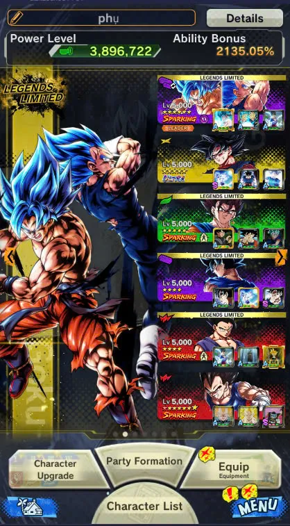 D106-IOS+Android+Nice Acc+7 UL(SS4 Gogeta+Goku Uis+Super Gogeta+Kaioken)+44 Legends+Good Equipment-Good Team PVP-Good Zenkai+Sparking+New Vegito