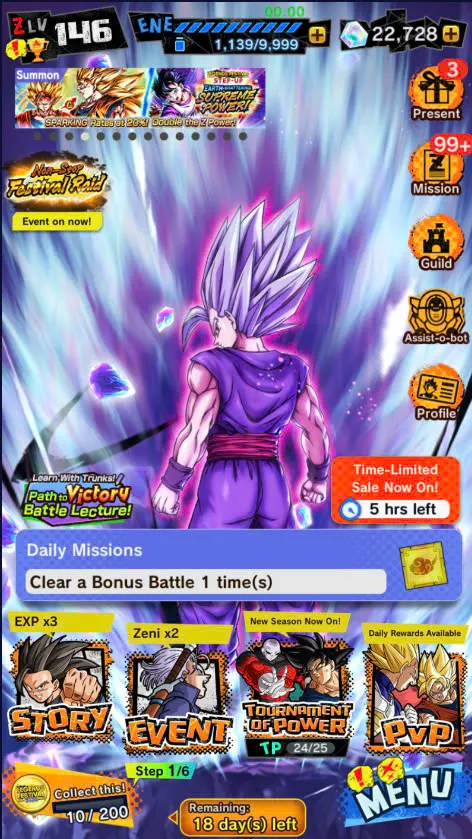D111-Android Only+UL Beast Gohan Full Red Star+22.700 Chrono Crytal+Soul+Event+Story Fram CC