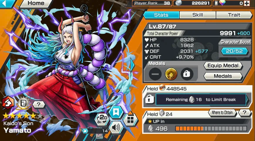 BR398-Hyber 12+8 Ex(Kuzan+Shank v4+Luffy Gear 5+Yamato Ace+Yamato Red+Kid Law+Shank v3+Akainu)+Good Medal+Support 148%+S-Bear+Egghead Zoro+Egghead Luffy+S-Hawk+Kaku+Pacifista