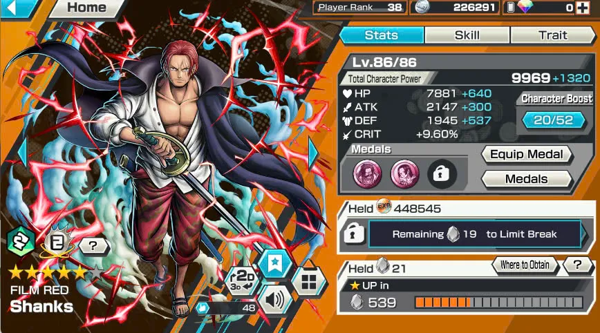 BR398-Hyber 12+8 Ex(Kuzan+Shank v4+Luffy Gear 5+Yamato Ace+Yamato Red+Kid Law+Shank v3+Akainu)+Good Medal+Support 148%+S-Bear+Egghead Zoro+Egghead Luffy+S-Hawk+Kaku+Pacifista