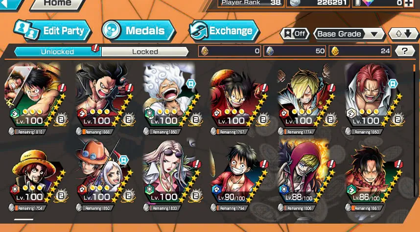 BR398-Hyber 12+8 Ex(Kuzan+Shank v4+Luffy Gear 5+Yamato Ace+Yamato Red+Kid Law+Shank v3+Akainu)+Good Medal+Support 148%+S-Bear+Egghead Zoro+Egghead Luffy+S-Hawk+Kaku+Pacifista