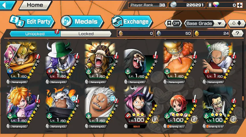 BR398-Hyber 12+8 Ex(Kuzan+Shank v4+Luffy Gear 5+Yamato Ace+Yamato Red+Kid Law+Shank v3+Akainu)+Good Medal+Support 148%+S-Bear+Egghead Zoro+Egghead Luffy+S-Hawk+Kaku+Pacifista