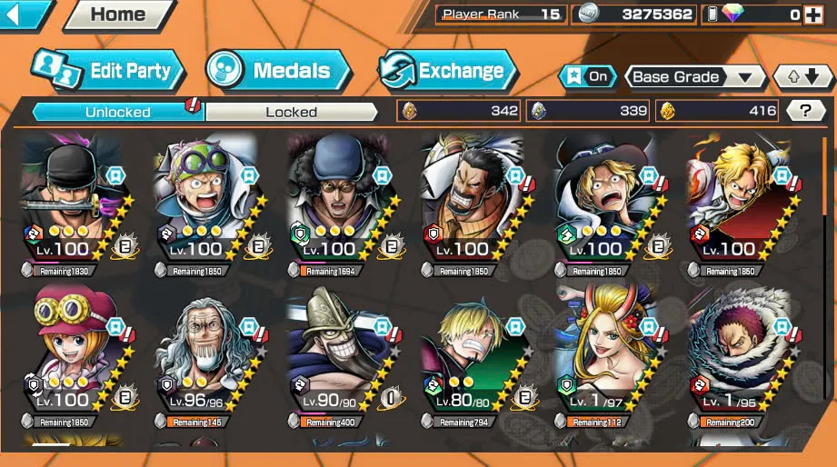 BR404-IOS+Android-3 Ex Meta Max(Sabo+Kuzan+Zoro)+414 Frag+Good Medal+Koby Max+New Nami Max+Garp Max+Jabra+Egghead Zoro+Kaku+Oden+Pacifista+Dorry+Sanji+Lilith