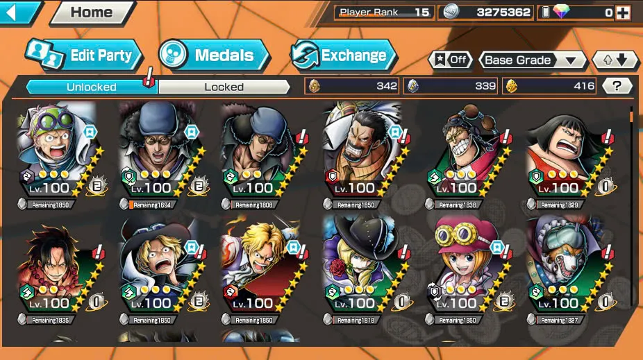 BR404-IOS+Android-3 Ex Meta Max(Sabo+Kuzan+Zoro)+414 Frag+Good Medal+Koby Max+New Nami Max+Garp Max+Jabra+Egghead Zoro+Kaku+Oden+Pacifista+Dorry+Sanji+Lilith