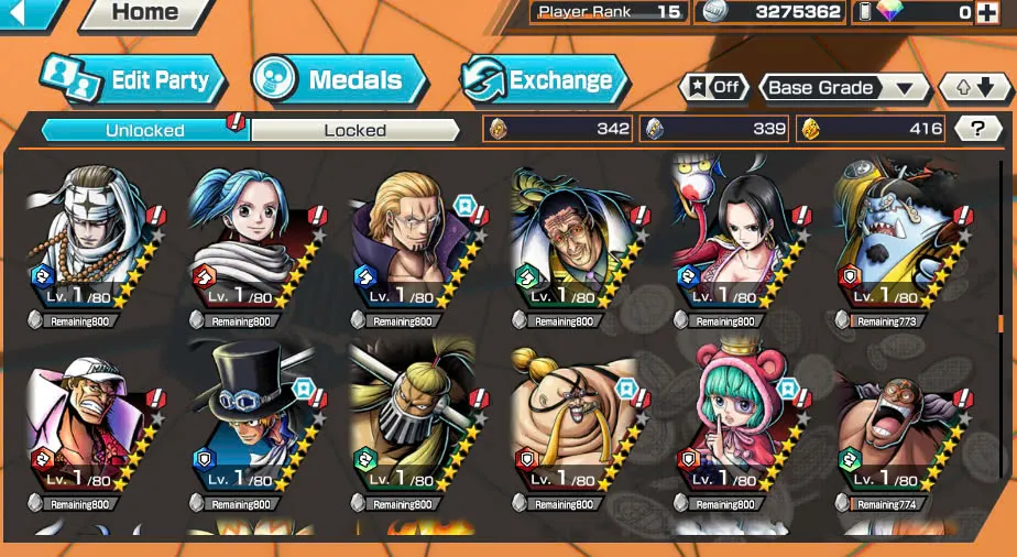BR404-IOS+Android-3 Ex Meta Max(Sabo+Kuzan+Zoro)+414 Frag+Good Medal+Koby Max+New Nami Max+Garp Max+Jabra+Egghead Zoro+Kaku+Oden+Pacifista+Dorry+Sanji+Lilith