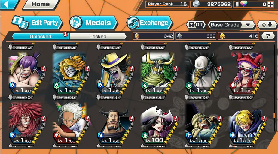 BR404-IOS+Android-3 Ex Meta Max(Sabo+Kuzan+Zoro)+414 Frag+Good Medal+Koby Max+New Nami Max+Garp Max+Jabra+Egghead Zoro+Kaku+Oden+Pacifista+Dorry+Sanji+Lilith