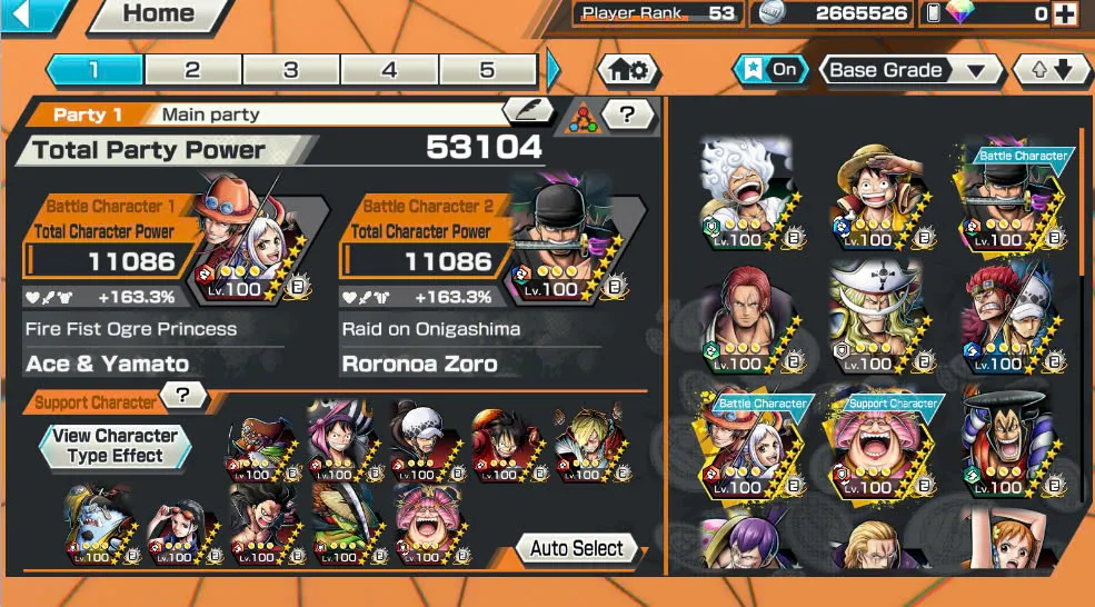BR418-IOS+Android-Hyber Boost 56+10 Ex(Luffy Gear 5 +Yamato Ace+Kid Law+Shank Red+Luffy+Zoro+Yamato Red+Big Mom+White Beard+Oden)+Vip Medal+Support 163%+Many Bounty Festival Max+Donflamingo Max+Ben Beckman+Uta+King Alber+Bluneo+Kaku+Dorry