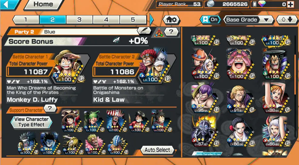 BR418-IOS+Android-Hyber Boost 56+10 Ex(Luffy Gear 5 +Yamato Ace+Kid Law+Shank Red+Luffy+Zoro+Yamato Red+Big Mom+White Beard+Oden)+Vip Medal+Support 163%+Many Bounty Festival Max+Donflamingo Max+Ben Beckman+Uta+King Alber+Bluneo+Kaku+Dorry