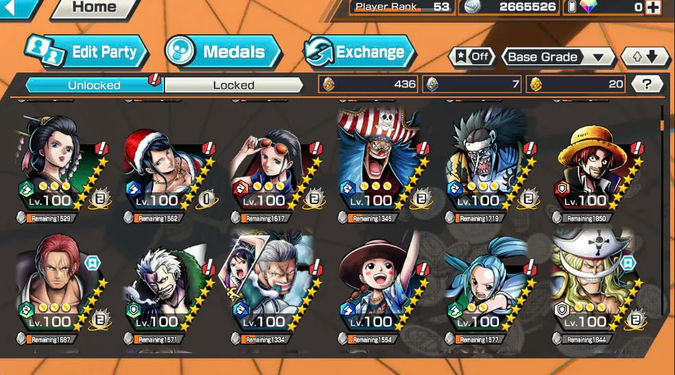 BR418-IOS+Android-Hyber Boost 56+10 Ex(Luffy Gear 5 +Yamato Ace+Kid Law+Shank Red+Luffy+Zoro+Yamato Red+Big Mom+White Beard+Oden)+Vip Medal+Support 163%+Many Bounty Festival Max+Donflamingo Max+Ben Beckman+Uta+King Alber+Bluneo+Kaku+Dorry