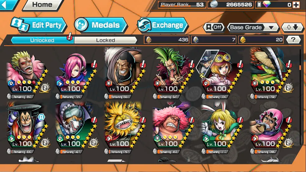 BR418-IOS+Android-Hyber Boost 56+10 Ex(Luffy Gear 5 +Yamato Ace+Kid Law+Shank Red+Luffy+Zoro+Yamato Red+Big Mom+White Beard+Oden)+Vip Medal+Support 163%+Many Bounty Festival Max+Donflamingo Max+Ben Beckman+Uta+King Alber+Bluneo+Kaku+Dorry