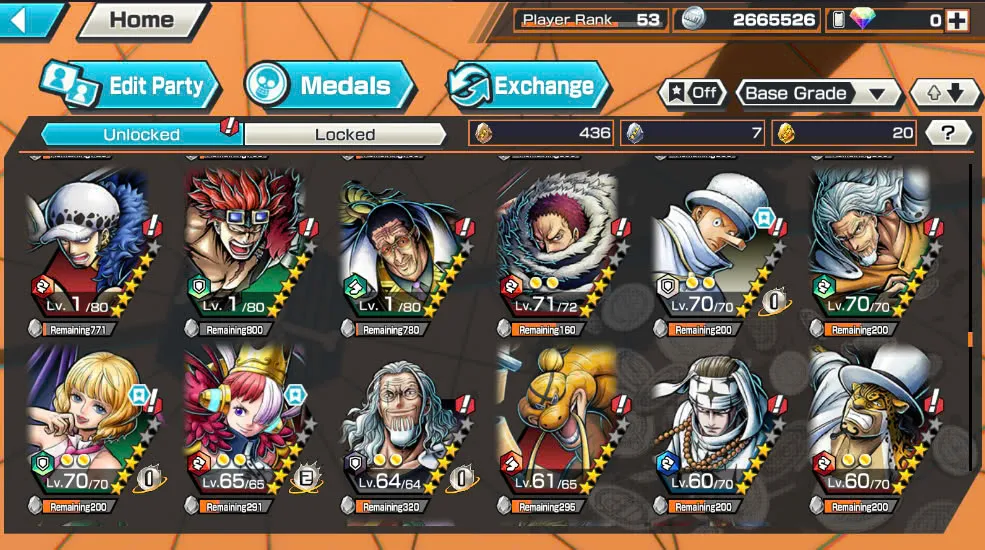 BR418-IOS+Android-Hyber Boost 56+10 Ex(Luffy Gear 5 +Yamato Ace+Kid Law+Shank Red+Luffy+Zoro+Yamato Red+Big Mom+White Beard+Oden)+Vip Medal+Support 163%+Many Bounty Festival Max+Donflamingo Max+Ben Beckman+Uta+King Alber+Bluneo+Kaku+Dorry