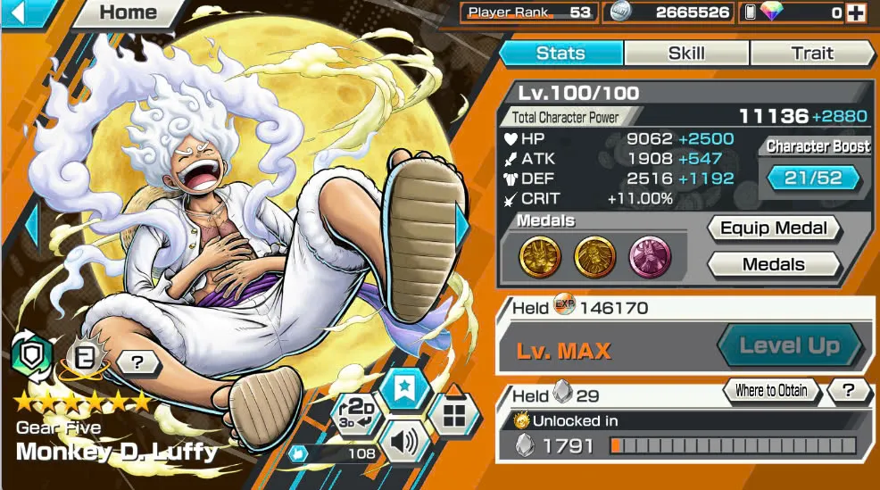 BR418-IOS+Android-Hyber Boost 56+10 Ex(Luffy Gear 5 +Yamato Ace+Kid Law+Shank Red+Luffy+Zoro+Yamato Red+Big Mom+White Beard+Oden)+Vip Medal+Support 163%+Many Bounty Festival Max+Donflamingo Max+Ben Beckman+Uta+King Alber+Bluneo+Kaku+Dorry