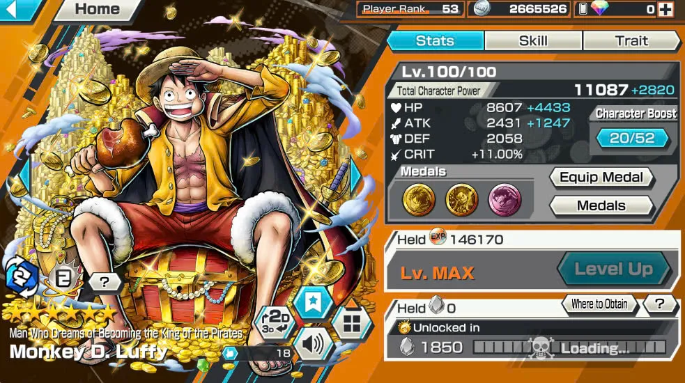 BR418-IOS+Android-Hyber Boost 56+10 Ex(Luffy Gear 5 +Yamato Ace+Kid Law+Shank Red+Luffy+Zoro+Yamato Red+Big Mom+White Beard+Oden)+Vip Medal+Support 163%+Many Bounty Festival Max+Donflamingo Max+Ben Beckman+Uta+King Alber+Bluneo+Kaku+Dorry