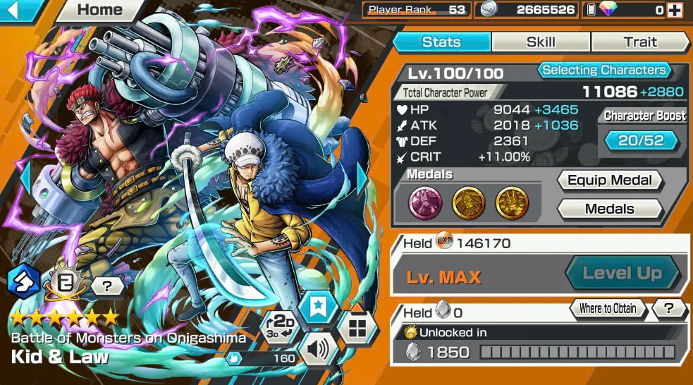 BR418-IOS+Android-Hyber Boost 56+10 Ex(Luffy Gear 5 +Yamato Ace+Kid Law+Shank Red+Luffy+Zoro+Yamato Red+Big Mom+White Beard+Oden)+Vip Medal+Support 163%+Many Bounty Festival Max+Donflamingo Max+Ben Beckman+Uta+King Alber+Bluneo+Kaku+Dorry