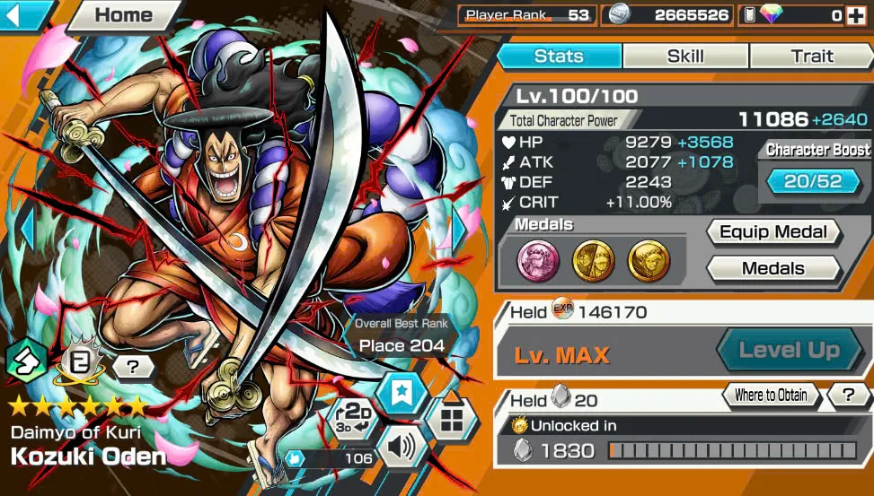 BR418-IOS+Android-Hyber Boost 56+10 Ex(Luffy Gear 5 +Yamato Ace+Kid Law+Shank Red+Luffy+Zoro+Yamato Red+Big Mom+White Beard+Oden)+Vip Medal+Support 163%+Many Bounty Festival Max+Donflamingo Max+Ben Beckman+Uta+King Alber+Bluneo+Kaku+Dorry