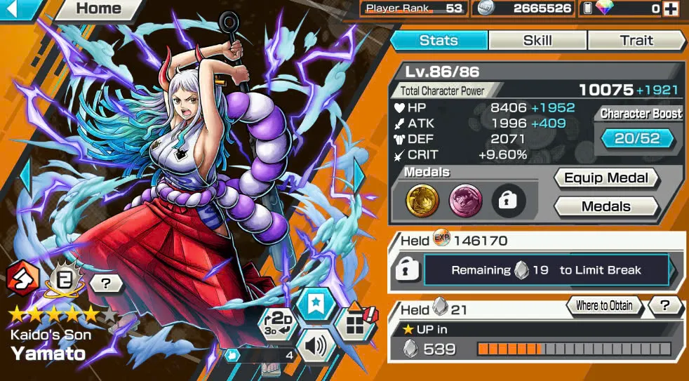 BR418-IOS+Android-Hyber Boost 56+10 Ex(Luffy Gear 5 +Yamato Ace+Kid Law+Shank Red+Luffy+Zoro+Yamato Red+Big Mom+White Beard+Oden)+Vip Medal+Support 163%+Many Bounty Festival Max+Donflamingo Max+Ben Beckman+Uta+King Alber+Bluneo+Kaku+Dorry
