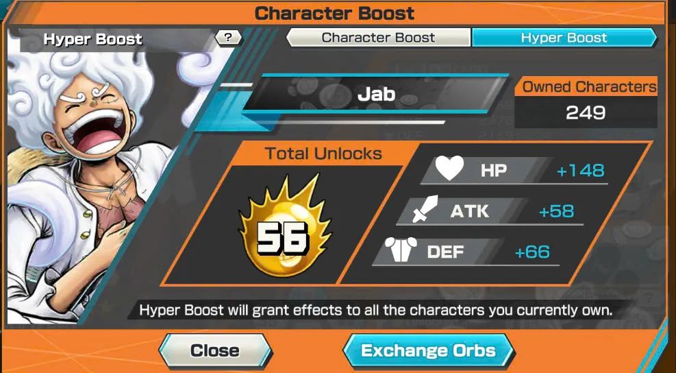 BR418-IOS+Android-Hyber Boost 56+10 Ex(Luffy Gear 5 +Yamato Ace+Kid Law+Shank Red+Luffy+Zoro+Yamato Red+Big Mom+White Beard+Oden)+Vip Medal+Support 163%+Many Bounty Festival Max+Donflamingo Max+Ben Beckman+Uta+King Alber+Bluneo+Kaku+Dorry