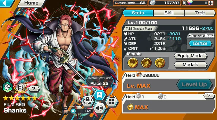 BR429-IOS+Android-Hyber Boost 63+Shank Full Boost 4+6 Ex(Garp+Lucci+Snake+Yamato v2 Boost 35/52+Kid Law)+Vip Medal-Color Medal+Support 158%+Ben Max+Craker Max+King Max+Young Ray Max+Koby+Tesoro+Egghead Zoro