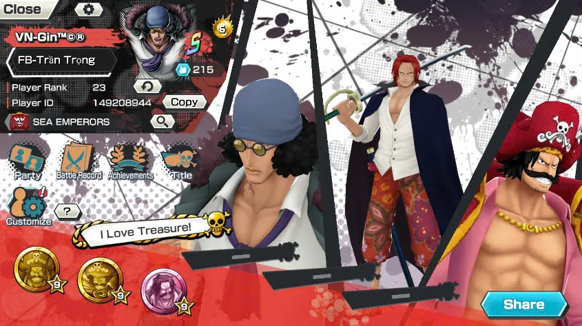 BR438-IOS+Android-All Meta 3 Ex(Shank v4 Max+Roger Max+Kuzan)+Good Medal+Support 152%+Jabra Max+Egghead Zoro Max+Oden Max+Rayleigh Max+Pacifista Max+D.Grap Max+Katakuri Max+3 Boa+S-Bear+Peros