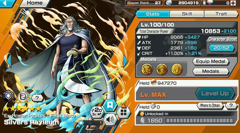 BR465-IOS+Android-2 Ex Meta Max(Shank v4+Roger)+Good Medal+Support 135%+Oden Max+Rayleigh Max+King Max+Robin Max+Craker Max+Donflamingo Max+Young Ray Max+Jabra+S-Beard
