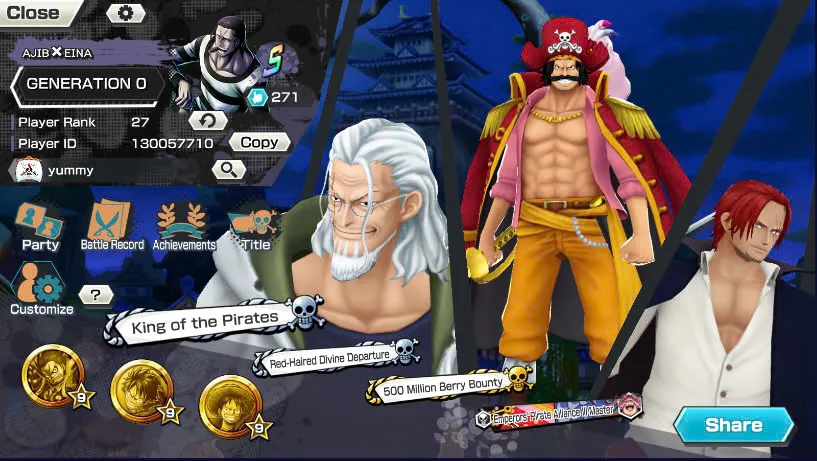 BR465-IOS+Android-2 Ex Meta Max(Shank v4+Roger)+Good Medal+Support 135%+Oden Max+Rayleigh Max+King Max+Robin Max+Craker Max+Donflamingo Max+Young Ray Max+Jabra+S-Beard