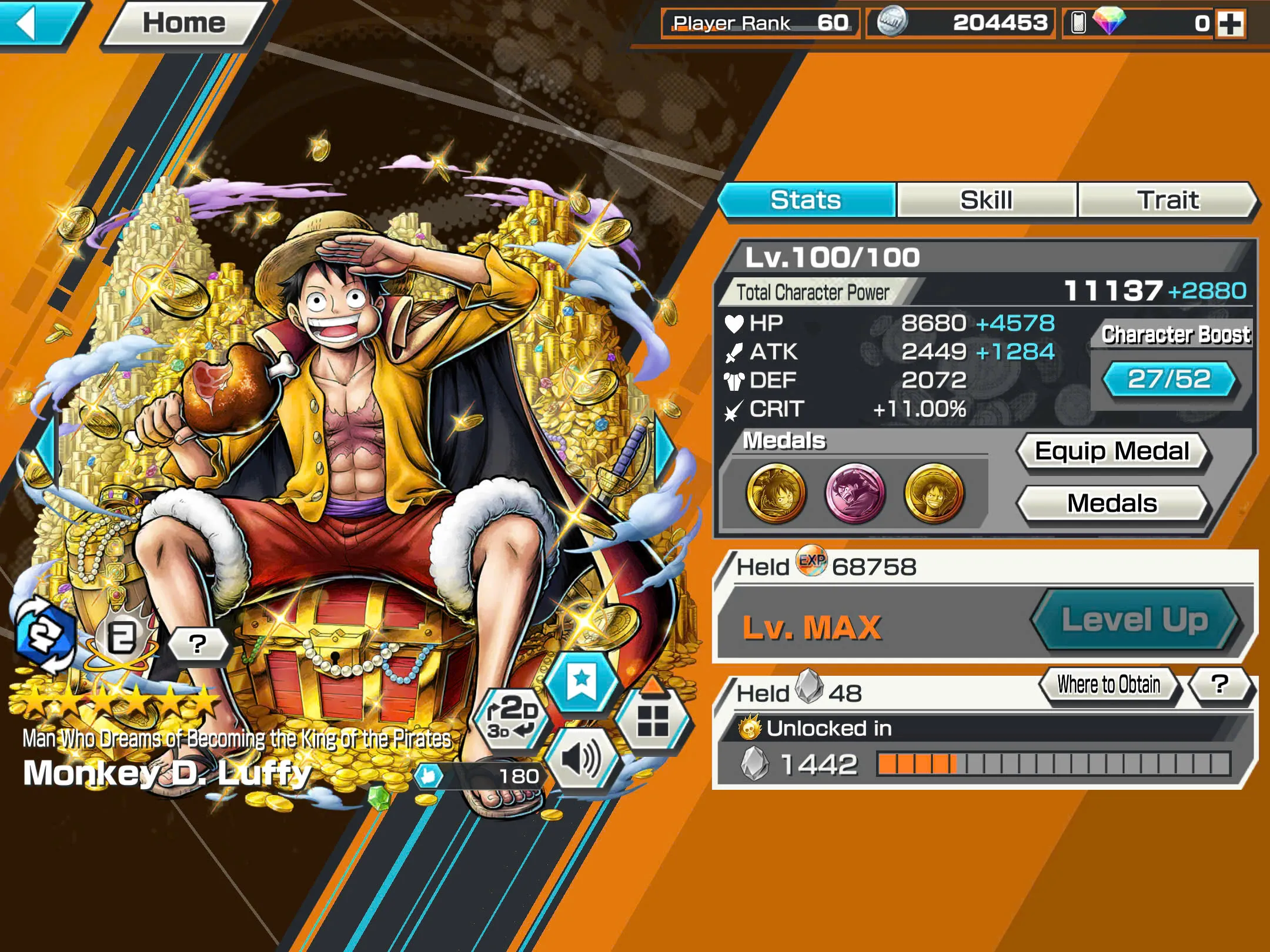 BR482-IOS+Android-Hyber Boost 43+5 Ex(Kuzan+Akainu+Luffy+White Beard+Shank v2)+Good Medal(Color Medal)+Support 162%+Bullet Max+Boa Max+Uta Max+Ulti Max+Sabo Stempede Max+Young Ray Max