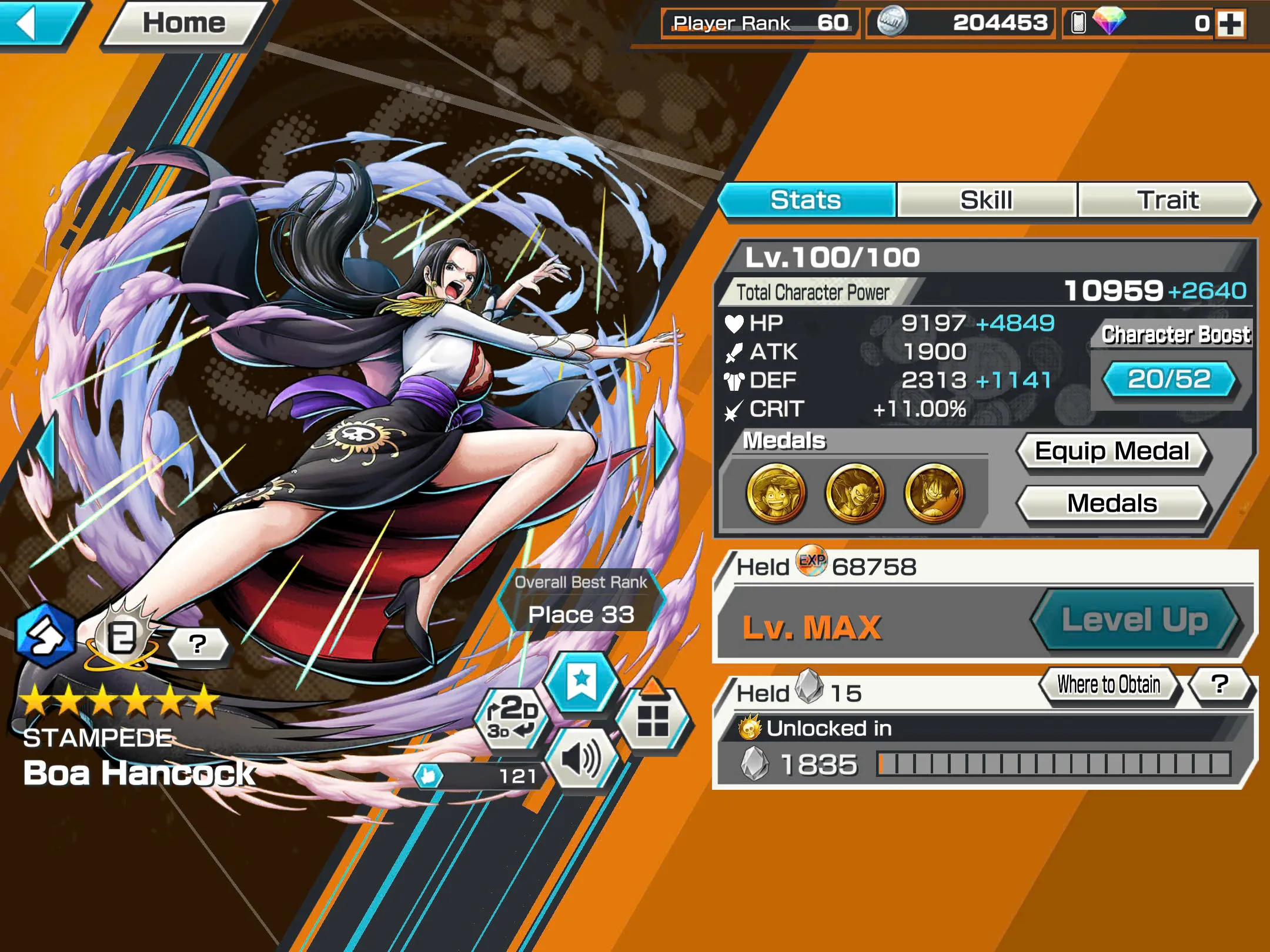 BR482-IOS+Android-Hyber Boost 43+5 Ex(Kuzan+Akainu+Luffy+White Beard+Shank v2)+Good Medal(Color Medal)+Support 162%+Bullet Max+Boa Max+Uta Max+Ulti Max+Sabo Stempede Max+Young Ray Max