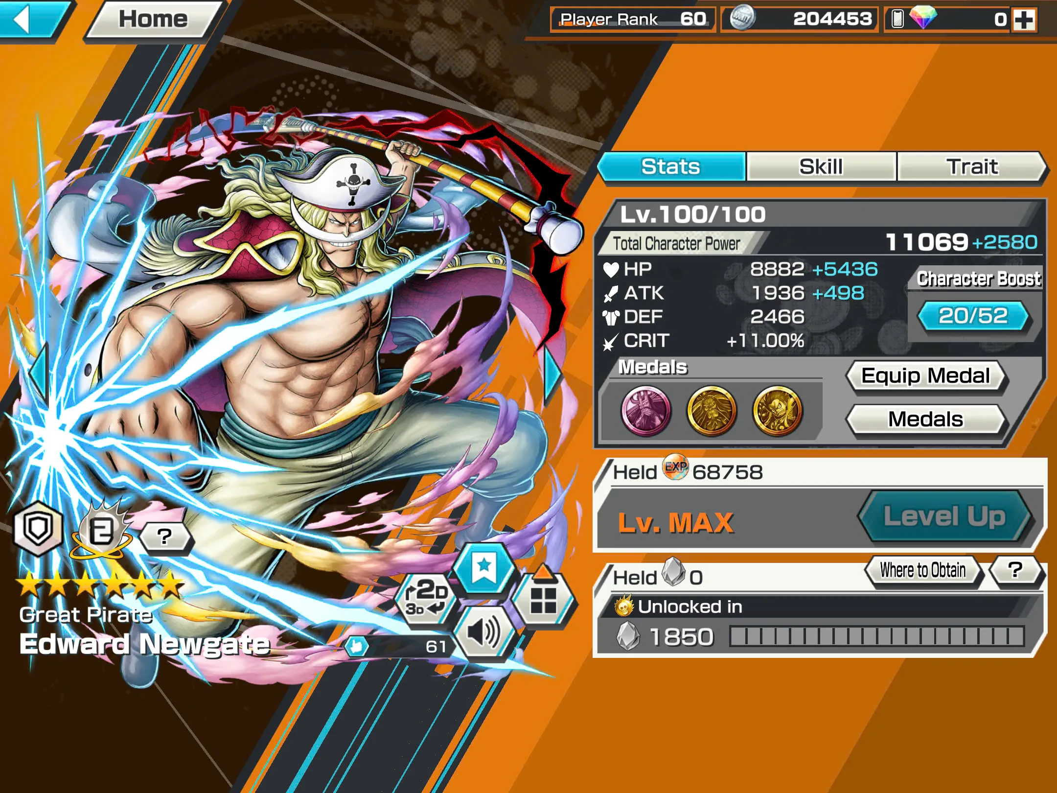 BR482-IOS+Android-Hyber Boost 43+5 Ex(Kuzan+Akainu+Luffy+White Beard+Shank v2)+Good Medal(Color Medal)+Support 162%+Bullet Max+Boa Max+Uta Max+Ulti Max+Sabo Stempede Max+Young Ray Max