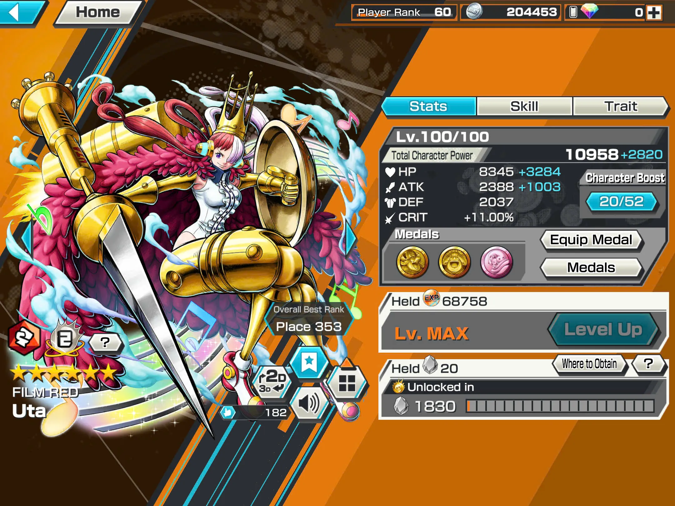 BR482-IOS+Android-Hyber Boost 43+5 Ex(Kuzan+Akainu+Luffy+White Beard+Shank v2)+Good Medal(Color Medal)+Support 162%+Bullet Max+Boa Max+Uta Max+Ulti Max+Sabo Stempede Max+Young Ray Max