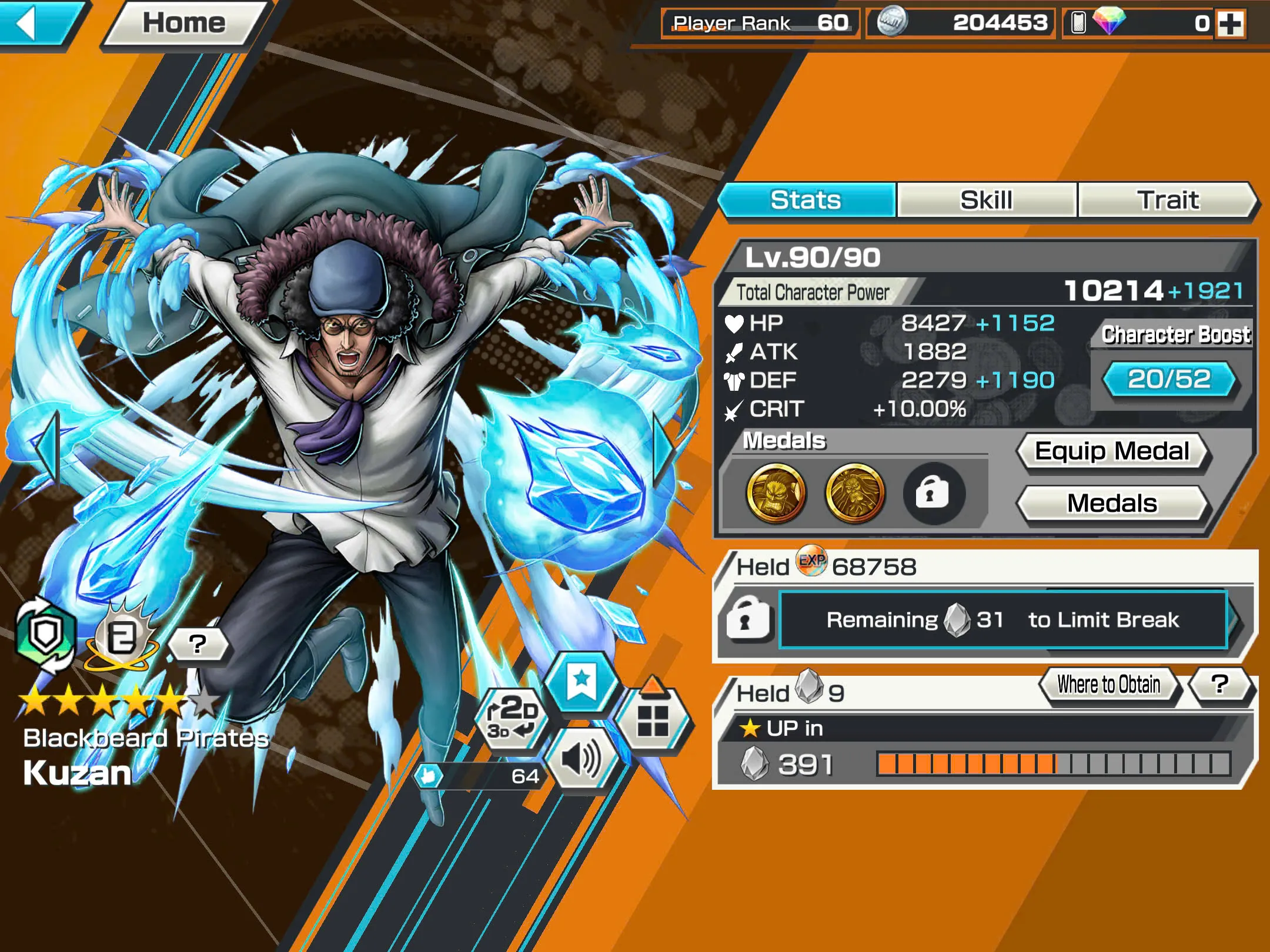 BR482-IOS+Android-Hyber Boost 43+5 Ex(Kuzan+Akainu+Luffy+White Beard+Shank v2)+Good Medal(Color Medal)+Support 162%+Bullet Max+Boa Max+Uta Max+Ulti Max+Sabo Stempede Max+Young Ray Max