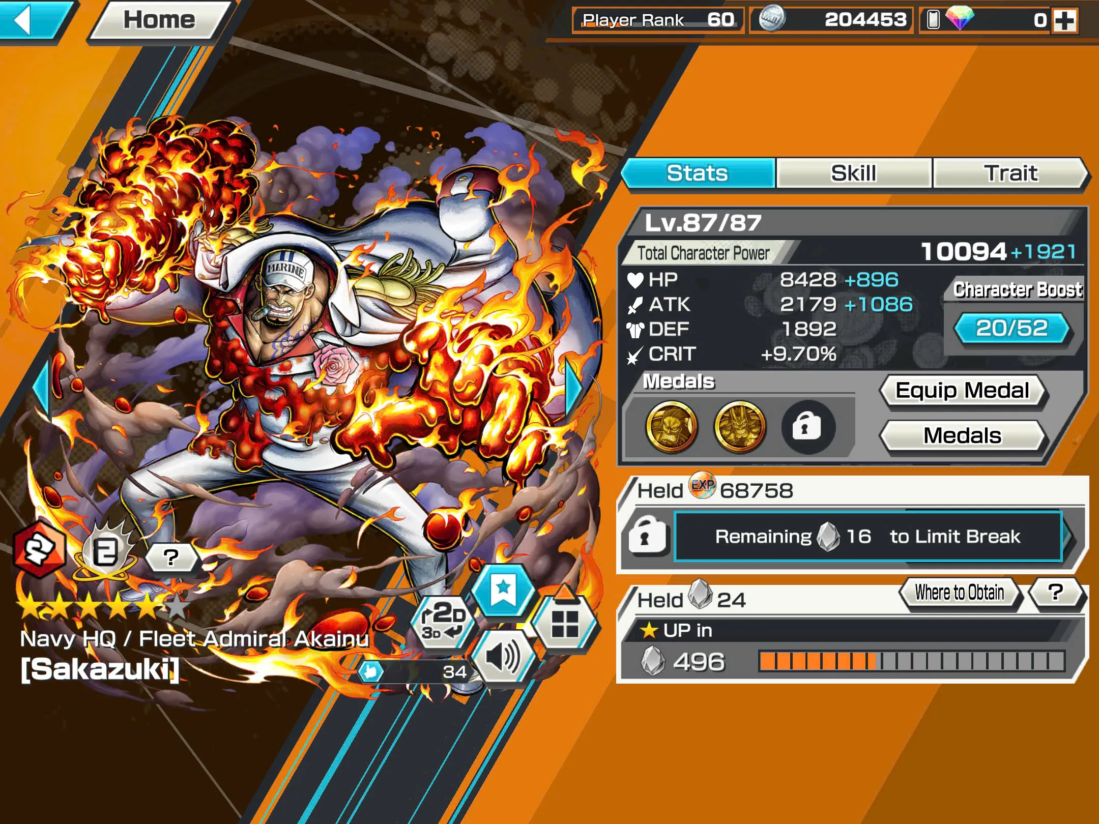BR482-IOS+Android-Hyber Boost 43+5 Ex(Kuzan+Akainu+Luffy+White Beard+Shank v2)+Good Medal(Color Medal)+Support 162%+Bullet Max+Boa Max+Uta Max+Ulti Max+Sabo Stempede Max+Young Ray Max