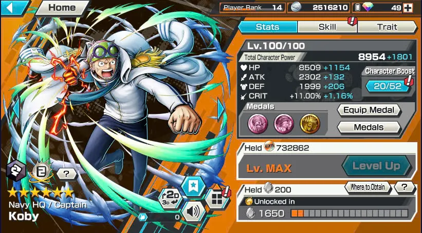BR484-IOS+Android-Garp Full Boost 52/52+4 Ex(Shank v4+Akainu+Shank v2)+Good Medal+Kaku Max+Koby Max+Cracker Max+Shiryu v2+Sanji+Sentomaru v2+Egghead Luffy+Oden v2