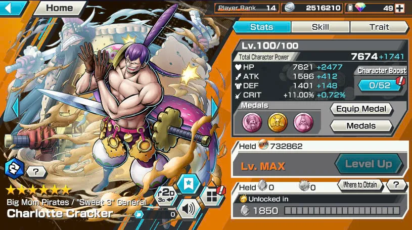 BR484-IOS+Android-Garp Full Boost 52/52+4 Ex(Shank v4+Akainu+Shank v2)+Good Medal+Kaku Max+Koby Max+Cracker Max+Shiryu v2+Sanji+Sentomaru v2+Egghead Luffy+Oden v2
