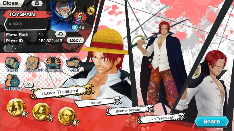 BR484-IOS+Android-Garp Full Boost 52/52+4 Ex(Shank v4+Akainu+Shank v2)+Good Medal+Kaku Max+Koby Max+Cracker Max+Shiryu v2+Sanji+Sentomaru v2+Egghead Luffy+Oden v2