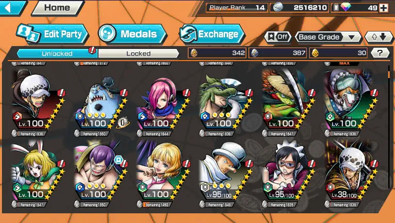 BR484-IOS+Android-Garp Full Boost 52/52+4 Ex(Shank v4+Akainu+Shank v2)+Good Medal+Kaku Max+Koby Max+Cracker Max+Shiryu v2+Sanji+Sentomaru v2+Egghead Luffy+Oden v2