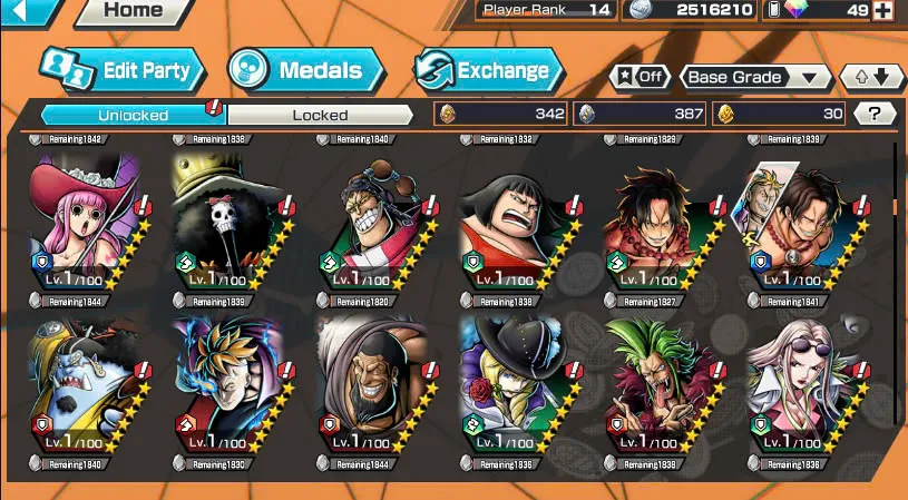BR484-IOS+Android-Garp Full Boost 52/52+4 Ex(Shank v4+Akainu+Shank v2)+Good Medal+Kaku Max+Koby Max+Cracker Max+Shiryu v2+Sanji+Sentomaru v2+Egghead Luffy+Oden v2