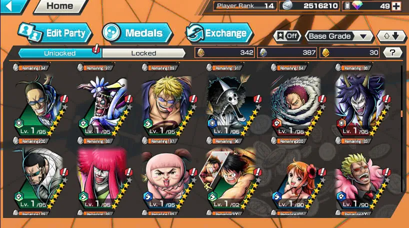 BR484-IOS+Android-Garp Full Boost 52/52+4 Ex(Shank v4+Akainu+Shank v2)+Good Medal+Kaku Max+Koby Max+Cracker Max+Shiryu v2+Sanji+Sentomaru v2+Egghead Luffy+Oden v2