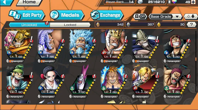 BR484-IOS+Android-Garp Full Boost 52/52+4 Ex(Shank v4+Akainu+Shank v2)+Good Medal+Kaku Max+Koby Max+Cracker Max+Shiryu v2+Sanji+Sentomaru v2+Egghead Luffy+Oden v2
