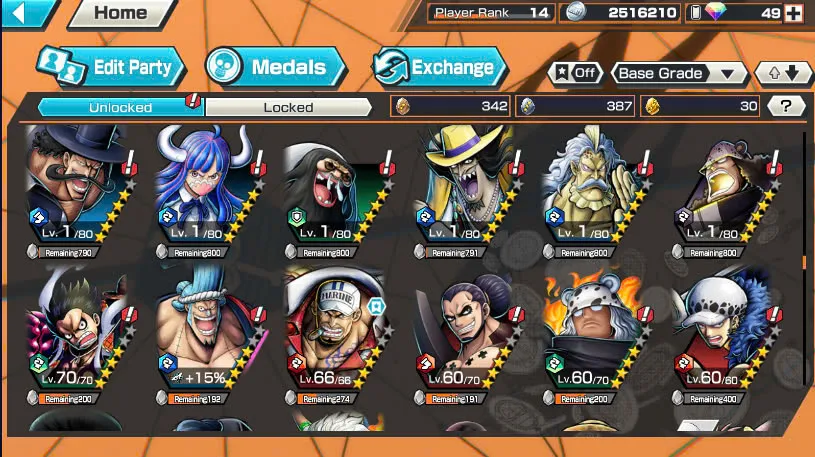 BR484-IOS+Android-Garp Full Boost 52/52+4 Ex(Shank v4+Akainu+Shank v2)+Good Medal+Kaku Max+Koby Max+Cracker Max+Shiryu v2+Sanji+Sentomaru v2+Egghead Luffy+Oden v2