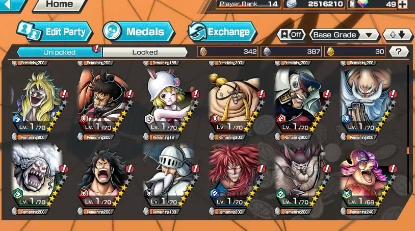 BR484-IOS+Android-Garp Full Boost 52/52+4 Ex(Shank v4+Akainu+Shank v2)+Good Medal+Kaku Max+Koby Max+Cracker Max+Shiryu v2+Sanji+Sentomaru v2+Egghead Luffy+Oden v2