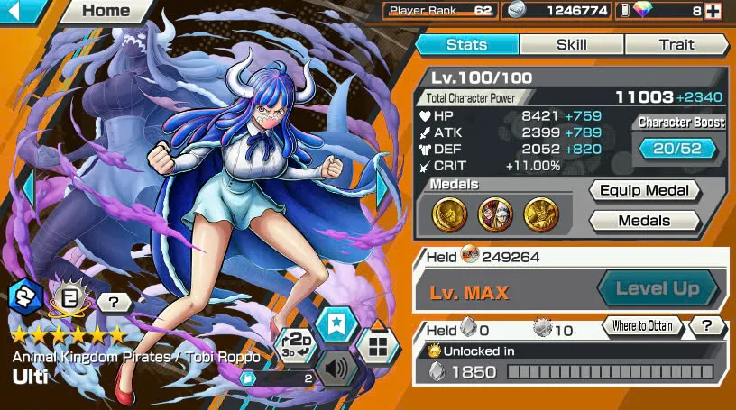 BR487-IOS+Android-Hyber Boost 68+Kid Law Full Boost+4 Ex Max 11K Power(Shank v4+Lucci+Luffy Gear 5)+Vip Medal+Support 163%+Uta Max+Ulti Max+Brook+S-Hawk+Rayleigh+Yasopp+Karasu+Noland+Sanji